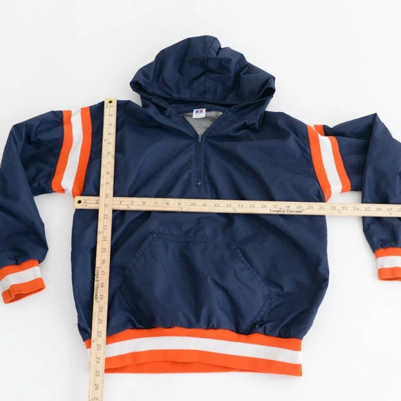 Vintage Russell Athletic Navy Orange Half Zip Up Pullover made in U.S.A. Jacket - Picture 4 of 12